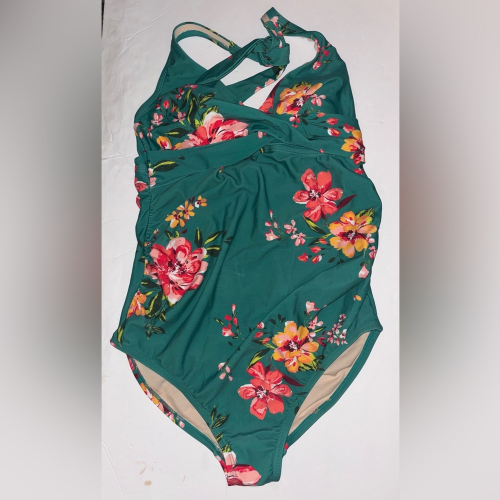 Isabel Maternity by Ingrid & Isabel Floral Halter -Swimsuit M Resort Beach